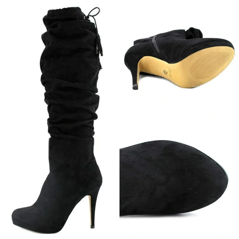 Thalia Sodi Brisa Women Gray Knee‎ High Boot, Black, Size 7